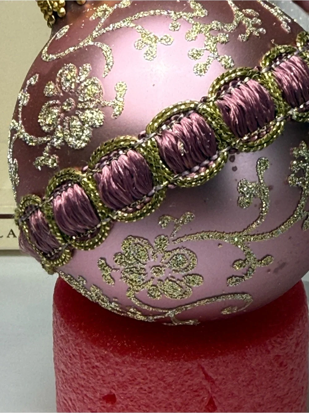 Box of Vintage Christmas by Krebs Ornate Oranments (4) Pink